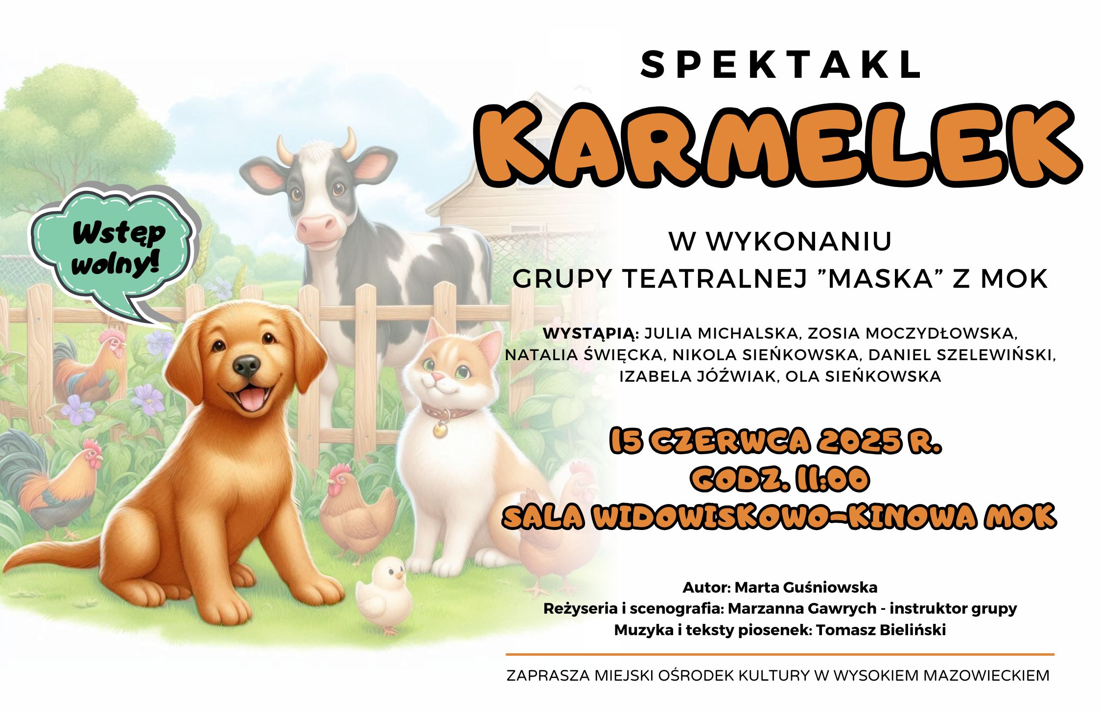 Plakat dotyczący spektaklu "Karmelek"