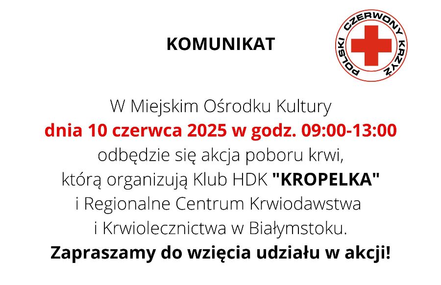 Informacja o akcji krwiodawstwa