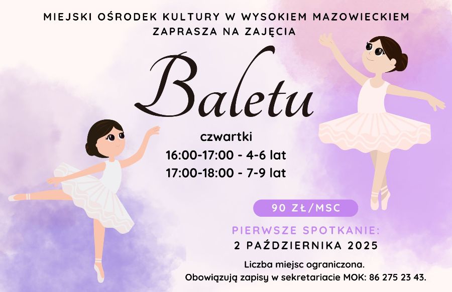Plakat dotyczący zajęć baletu