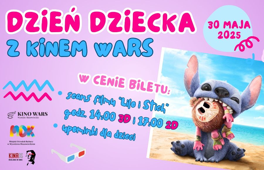 Plakat dotyczący Dnia Dziecka z kinem WARS