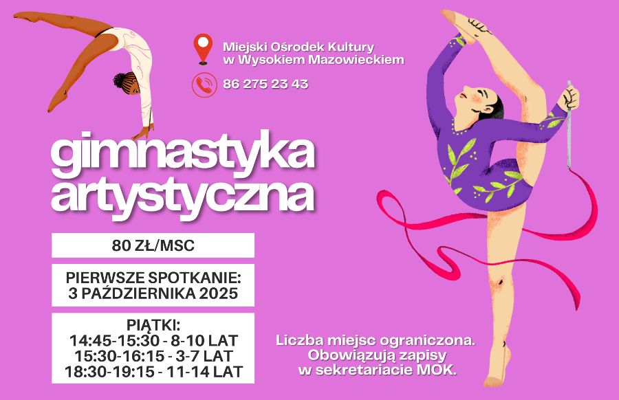 Plakat dotyczący zajęć Gimnastyki artystycznej
