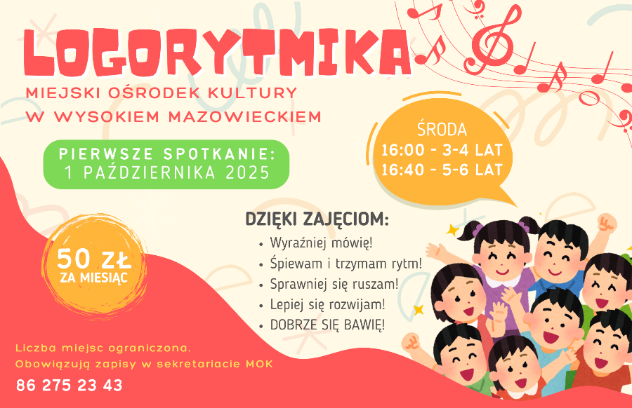 Plakat dotyczący zajęć logorytmiki
