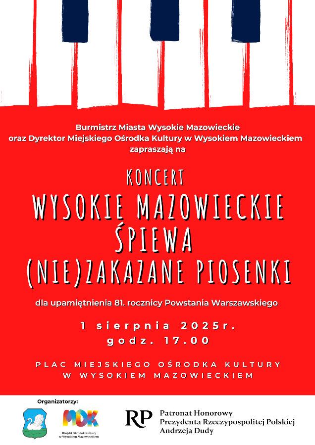 Plakat dotyczący Koncertu Wysokie Mazowieckie śpiwa (nie)zakazane piosenki
