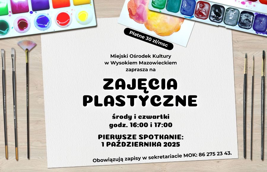 Plakat dotyczący zajęć plastycznych