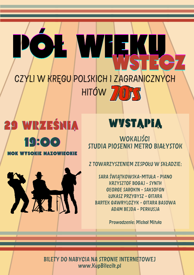 Plakat dotyczący koncertu "Pół wieku wstecz"