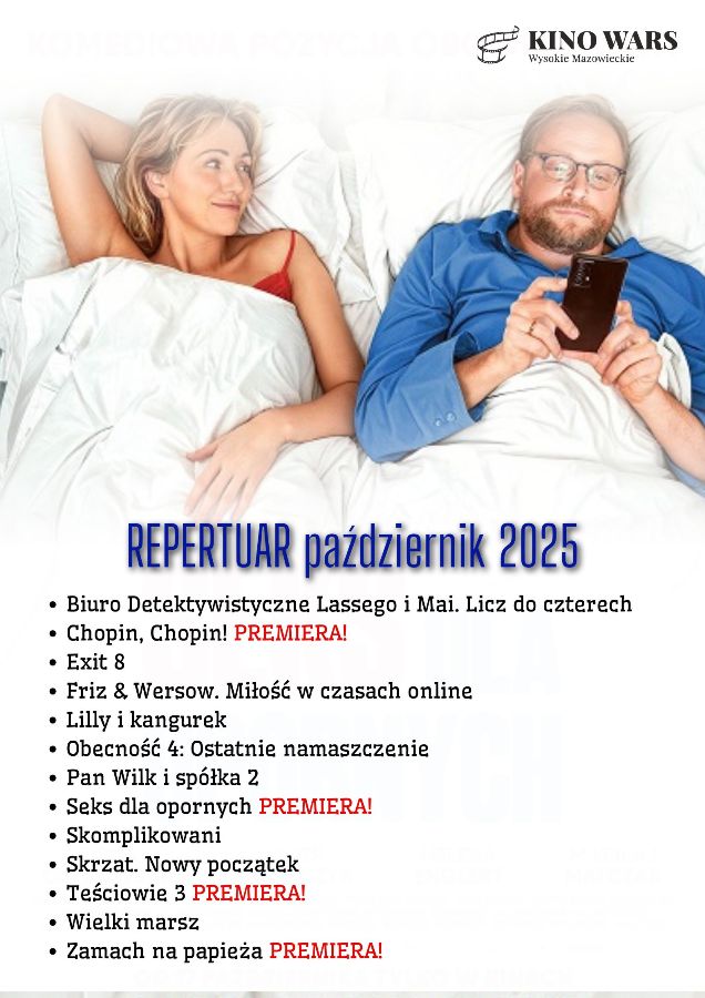 Plakat dotyczący Repertuaru kina WARS - październik 2025