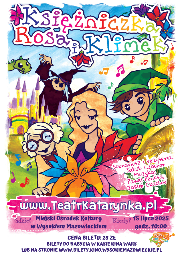 Plakat dotyczący spektaklu "Księżniczka Rosa i Klimek"