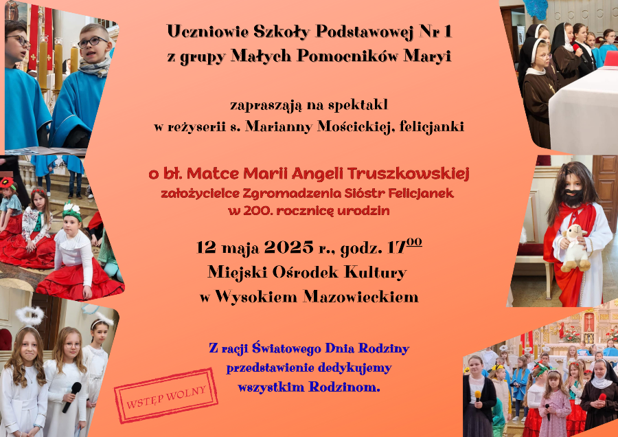 Plakat dotyczący spektaklu o błogosławionej Matce Marii Angeli Truszkowskiej