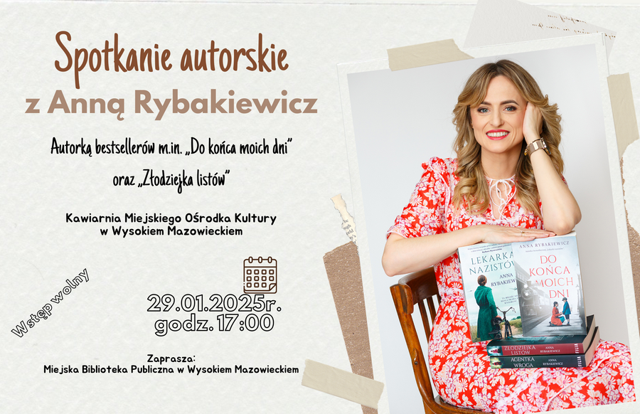 Plakat spotkania autorskiego z Anną Rybakiewicz