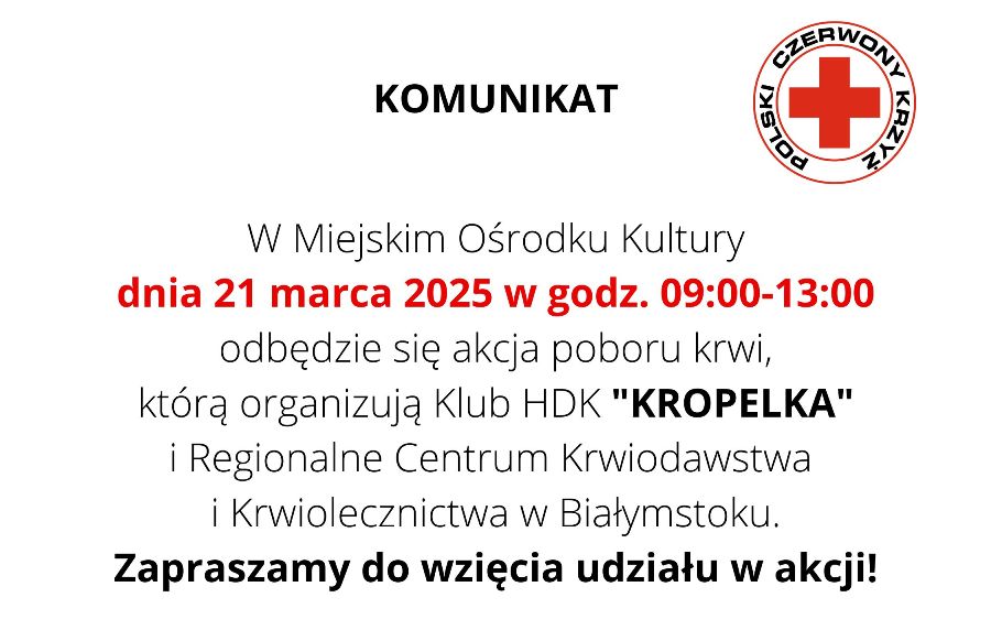 Plakat Akcji Krwiodawstwa w marcu 2025