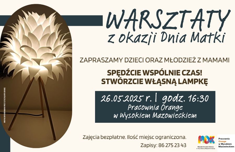 Plakat warsztatów z okazji Dnia Matki