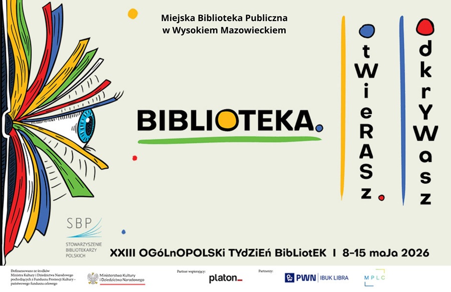 Grafika dotycząca Ogólnopolskiego Tygodnia Bibliotek 2026
