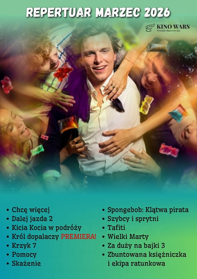 Plakat dotyczący Repertuaru kina WARS - marzec 2026