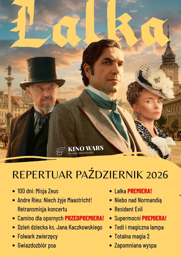 Plakat dotyczący Repertuaru kina WARS - październik 2026