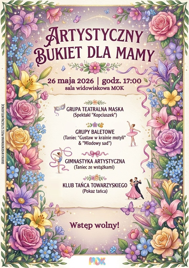 Plakat dotyczący Artystycznego Bukietu dla Mamy