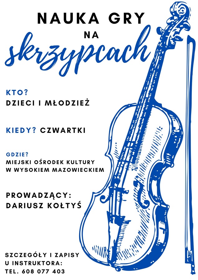 Plakat dotyczący zajęć nauki gry na skrzypcach 