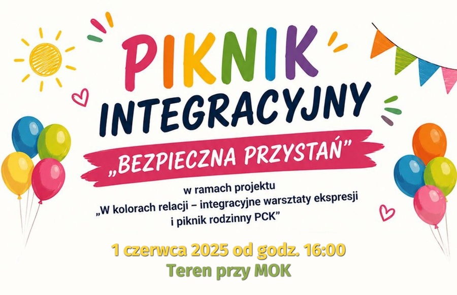 Grafika dotycząca Pikniku Integracyjnego "BEZPIECZNA PRZYSTAŃ"