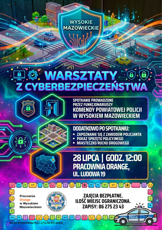 Plakat dotyczący Warsztatów z cyberbezpieczeństwa